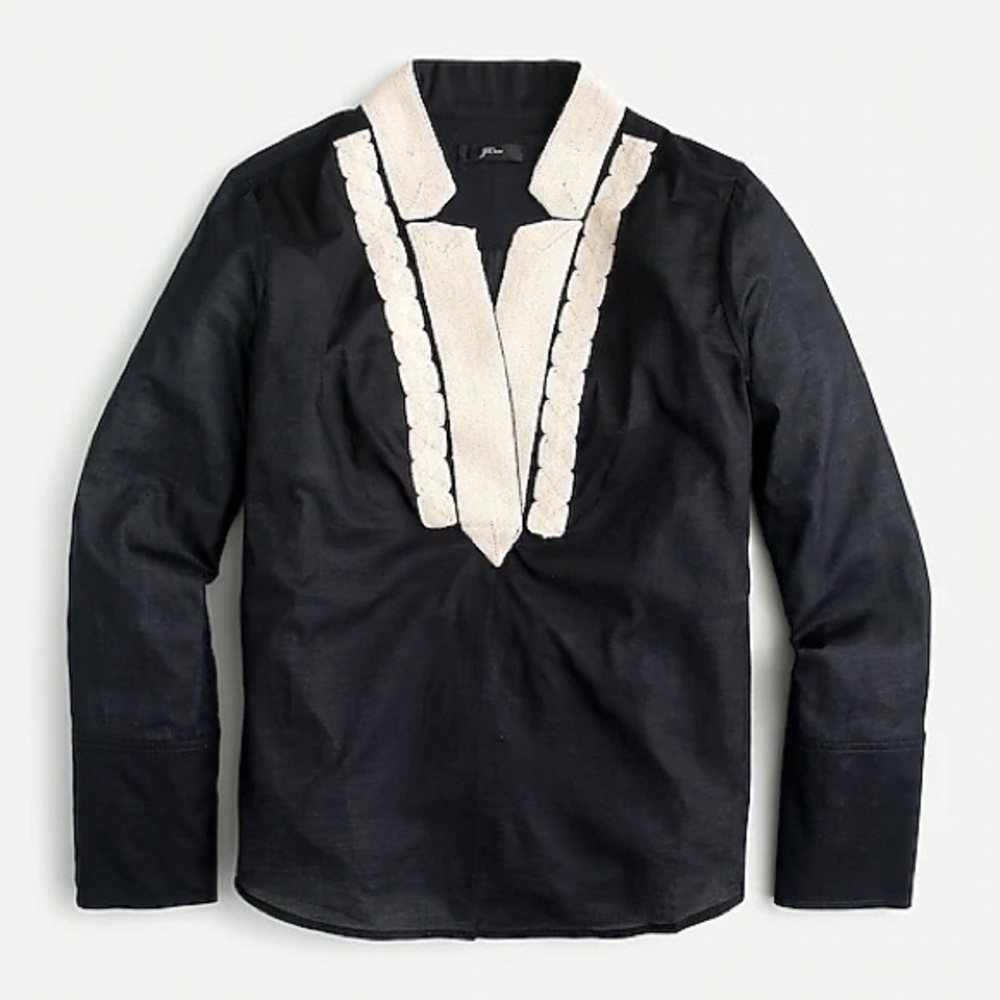 J Crew soutache trim tunic in cotton voile